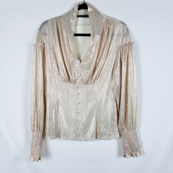 Scarlet Darkness Top Large Gold Victorian Steampunk Regency Edwardian Goth Glam - Picture 2 of 7